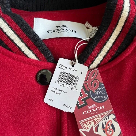 Coach Chelsea Varsity Jacket S Red - Picture 9 of 9